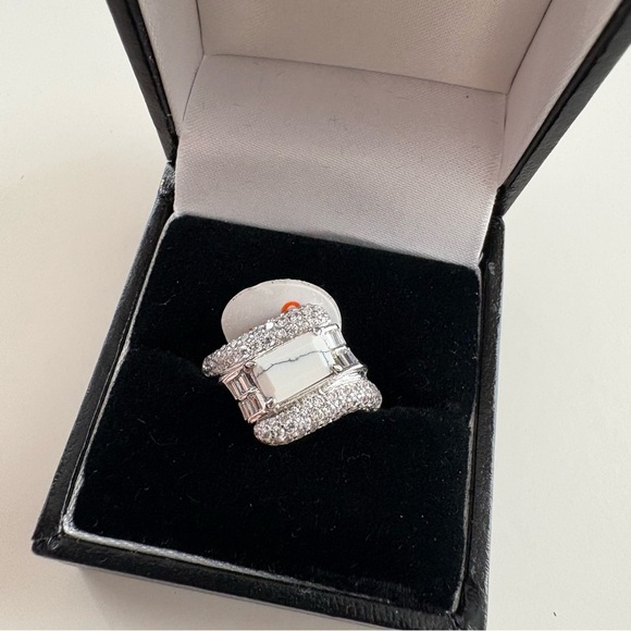 Bomb Party Ring RBP3971 Vision Of Happiness Smokey Topaz CZ  Bomb Party Bling in Banter Ring RG87763 Howlite Magnesite Rhodium Plating